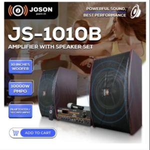 Joson JS-1010 10 Inches Micro Component System (Amplifier + Speakers)Karaoke set 1000Watts With Free Wired Microphone