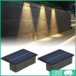 2 Pack 3 LED Sunlight Powered Lamp IP65 Waterproof Solar Fence Wall Light Solar Garden Light for Patio Garden & Pathways