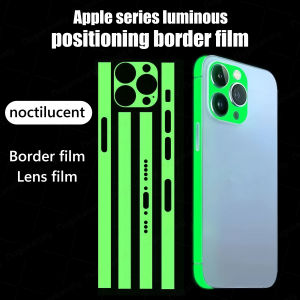 Glow in The Night Side Protective Film for IPhone 16 Pro Max 16e 15 Pro Max 14 Plus 13 Mini 12 Pro Max Anti Scratch Phone Border Sticker Edge Frame Protector + Camera Lens Protection