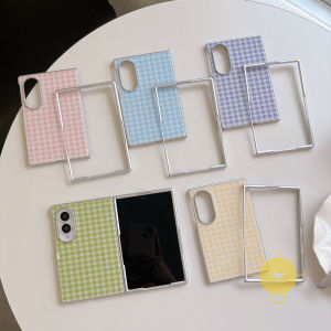 Phone Case For SAMSUNG Galaxy Z Fold 8 Ultra Z Fold 8 7 6 5 4 Acrylic Grid Hard Cover Classic Couple Korean Aesthetic