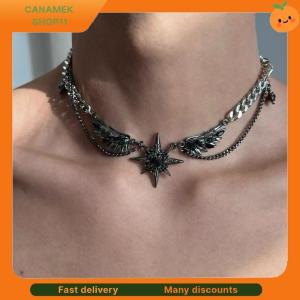❣️❣️❣️ Punk Devil Wings Black Zircon Pendant Necklace For Men Women Gothic Hiphop Cool Dark Necklace Party Jewelry Accessories Gifts