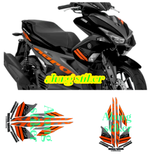 STIKER STRIPING LIS LES BODY MOTOR YAMAHA AEROX VVA 155 TAHUN 2018 WARNA ORANGE-ABU 1SET STANDAR