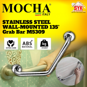 SYK MOCHA M5309 1Pcs Stainless Steel Hand Grab Bar Wall-Mounted Toilet Bathroom Safety Handles Grip Pemagang Tandas