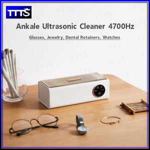 Ankale 25W Máy làm sạch siêu âm 4700Hz cho kính đồ trang sức giữ răng đồng hồ-4 chế độ tự động làm sạch với thùng bằng thép không gỉ 400ml sử dụng tại nhà và du lịch