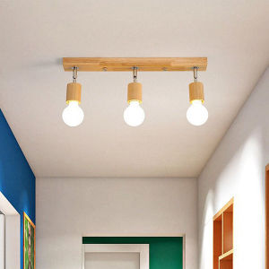 Nordic timber track light modern creative personality simple surface mounted led ceiling bedroom porch dining room den aisle lights