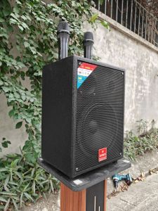 Loa TK V2 đen kèm 2 micro không dây bảo hành 12 tháng kết nối không dây bass căng treble sáng vỏ gỗ kết nối bluetooth USB