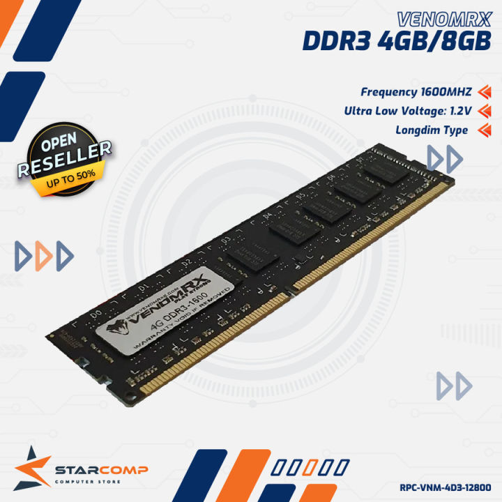 RAM VENOMRX DDR3 4GB 8GB Memory Long Dimm 1600 PC12800 Venom RX