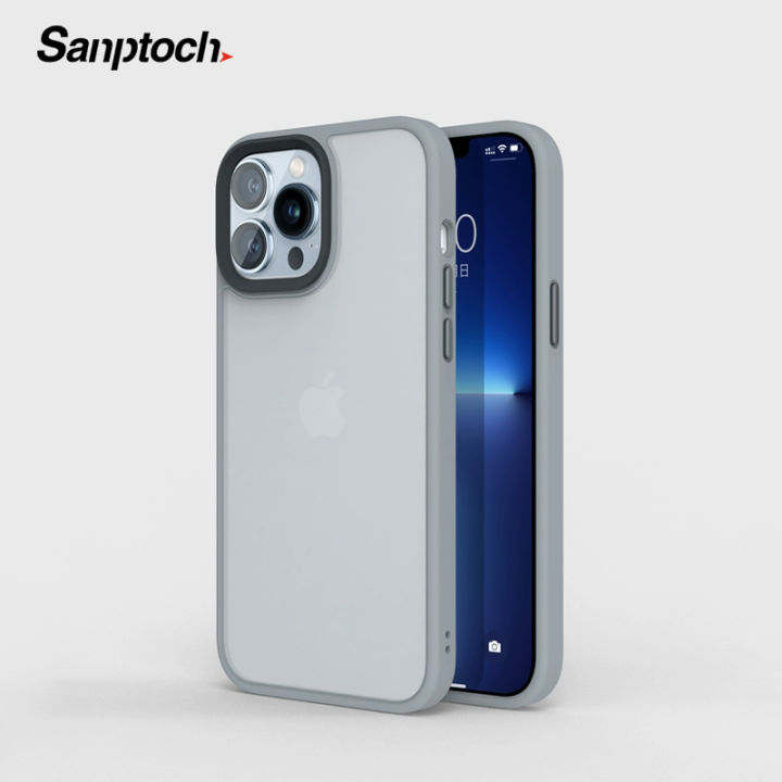 Sanptoch Military Grade Shockproof Case For iPhone 12 13 Pro Max  Translucent Matte Back Hard PC Back With Soft Silicone Edge Phone Cover For  iPhone
