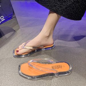 YOUYO Transparent Flip Flops Slippers PVC Anti Slip Slides Sandals Soft Beachwear Flats Shoes Summer