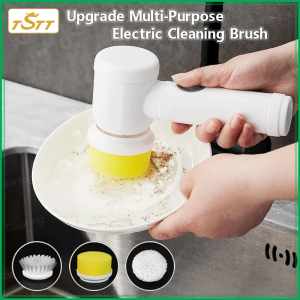 Electric Cleaning Brush Wireless Handheld Kitchen Dishwashing Brush Bathtub Brush Bathroom Sink Cleaner USB Rechargeable Efficient Cleaning Toilet Tub Electric Turbo Scrub Tool Set