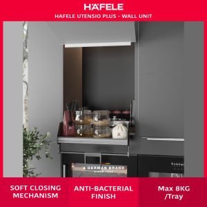 Hafele Pull Down Wall Cabinet for Condiment & Spice Storage | Soft-Close | Anti Bacterial Finish| 5 Year Warranty
