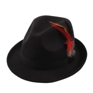 CUBBY Dress Up Feather Decors Fedora Hat Fedora Hat Panama Bucket Hat Retro Jazz Topper Hat Men Women