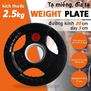 BG Tạ miếng tạ tay 3 lỗ cao cấp bọc cao su non Thái Lan - Phi : 50mm weight plate 25kg 5kg 10kg 15kg 20kg