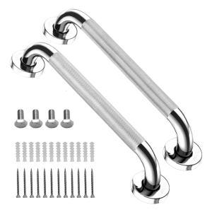 2Pieces Multipurpose 12Inch Stainless Steel Grab Rail Anti Slip Designs Accessory for Bathroom and Kitchen Safety
