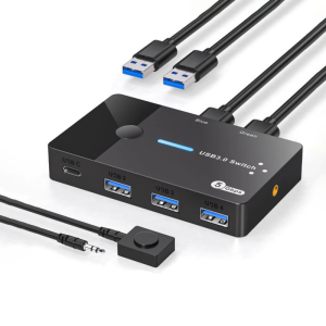 USB3.0 Switcher 2 in 4 Out KVM Switcher Computer Laptop Host Sharing USB3.0 to Type C Device Shared Mouse Keyboards Printer