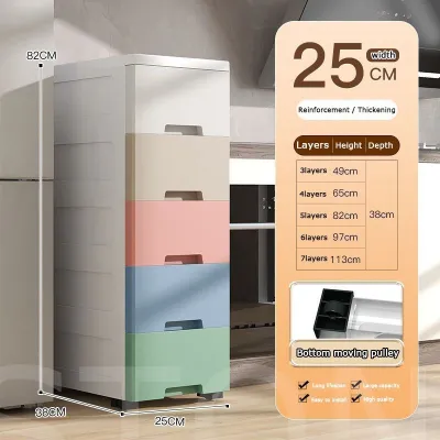 Macarone Plastic Slim Drawer Storage Cabinet Multifunctional Kitchen Organizers Portable Rak Baju Bertutup Almari Untuk Tudung Rack