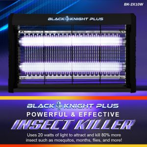 Black Knight BK-2X10W PLUS - 50SQM new Design - Electric Insect Killer 6W for 30SQM | New LED Insect Killer - Solution to Dengue Mosquitoes Dirty Flies and Troublesome Termites