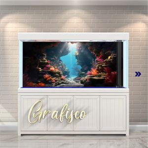 Stiker Background Aquarium Vinyl Premium Tahan Air - Underwater Sea (US)