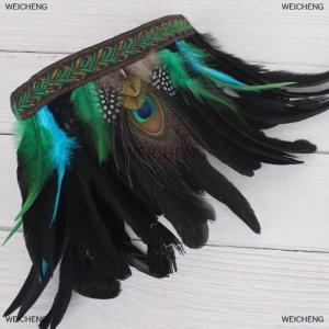 [COD] WEICHENG Fashion Feather Crown Headbands With Strap Decorative Headdress Indian Crown Hair Band Halloween Cosplay Headwear