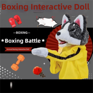 JUVIAAL With Sound Kung Fu Glove Doll Funny Sound Cartoon Boxer Hand Puppet Husky Doll Children Gits Interactive Hand Puppet Kids Party