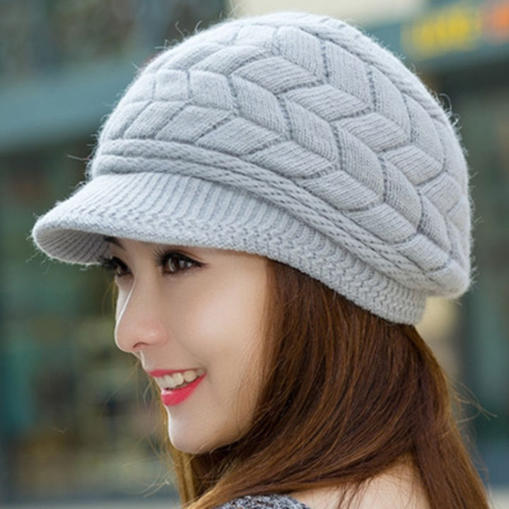 Women Knitted Hat Winter Warm Knitted Baggy Beret Beanie Hat Ski Hat