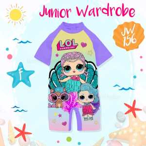 Baju Renang Anak Perempuan Motif LOL love JW156-F Usia 2-13 tahun / Baju Diving Anak Perempuan Bahan Nilon Berkualitas