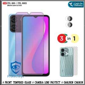 Paket 3in1 Tempered Glass Blue Light ITEL A60 A60S Anti Gores Kaca Anti Radiasi UV Blue Ray