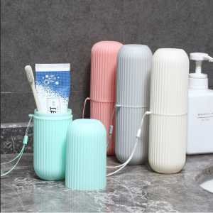 Tempat Sikat Gigi Travel Portable | Kotak / Wadah Penyimpanan Sikat Pasta Odol Gigi Bentuk Tabung Praktis | Toothbrush Case Box Pastel Dispenser Travel Traveling Hiking Camping Organizer Aesthetic Multifungsi