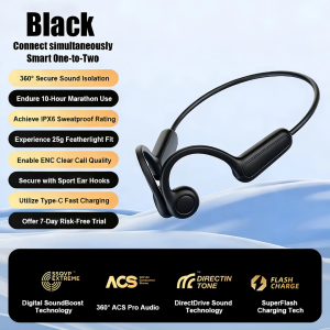 LYNXZ B8 Wireless Bluetooth Earphone Bone Conduction Headphone Bluetooth 5.4 Swimming Headset IPX7 Waterproof Sports Earbud Touch Control HIFI Stereo With Microphone