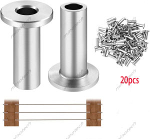 20pcs 316 Stainless Steel Protector Sleeves for 1/8 3/16Inch Deck Cable Railing Kit for Wood & Metal Posts turnbuckles for tensioning cable or rope T316 Marine Grade