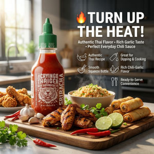 Crying Thaiger Sriracha Hot Chili Sauce 200ml Cute Small Squeeze Bottle - Authentic Thai Flavor Rich Garlic Taste Perfect Everyday Chill Sauce Smooth Squeeze Bottle Ready-to-Serve Convenience.