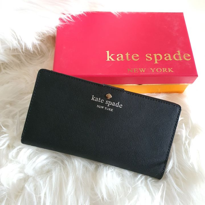 Original Kate Spade Cedar Street Stacey Long Snap Wallet Leather Black Lazada PH