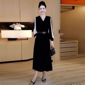 Đầm Xoè Dáng Dài Phối Sọc Kèm Nịt Cao Cấp - GK House 76 - Đầm Maxi Dáng Dài Phong Cách Duyên Dáng Xinh Xắn