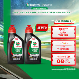 COMBO 2 Dầu nhớt xe tay ga CASTROL POWER1 ULTIMATE SCOOTER 10W-30 4-AT (0.8L)