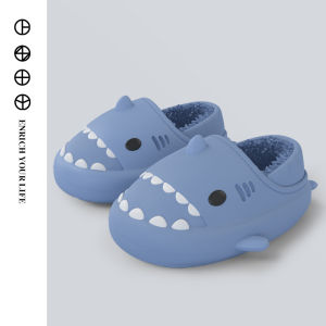 Shark-shaped cotton slippers for children eva Soft-soled cotton slippers for indoor use waterproof thick-soled cotton shoes for women and children