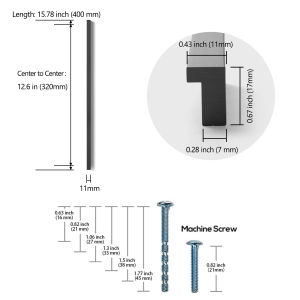 Goo-Ki 320mm Cabinet Handles Tilted Solid Drawer Handles for Kitchen Cabinet Pulls - Finger Pull Cabinet Handle and Cupboard Hardware