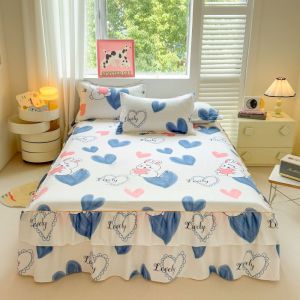 Bed Skirt Ruffle Lace Bed Sheet Super Single/Queen/King Royal Bedspread with Elastic Band Washable Bedskirt