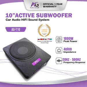 Auto-Graff AG-T10 10-Inch Under-Seat Active Subwoofer – 1800W Max Power Deep Bass Boost – Easy Install for Cars MPV & SUV | Local