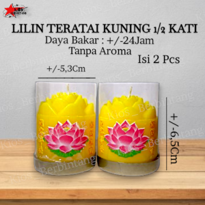 Lilin Teratai Kuning 1/2 Kati Lilin Sembahyang Dekorasi 24 Jam 1 Set