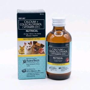 Nutrical Calcium + Vitamin D3 Syrup 60ml / 120ml for Dogs Cats Rabbits Guinea Pigs & Hamsters – Veterinary Bone & Coat Health Supplement