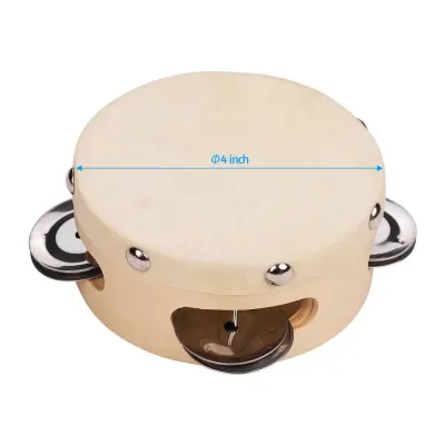 ANIMAL 4/6/7/8/10inch Hand Tambourine Sheepskin Drum Skin Wooden Handheld Drum Educational Musical Toy Drumming Toy Tambourine Musical Instruments