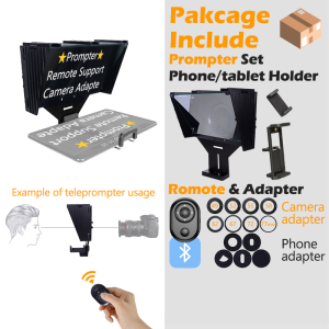 Prompter for Studio Live fits Mobile Tablet Clip Camera Portable with Remote Control Teleprompter