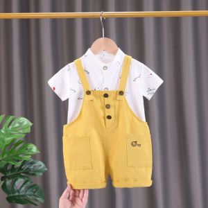 toddlers wear boys clothing sets Casual shirt Straps Costumes set baju budak lelaki