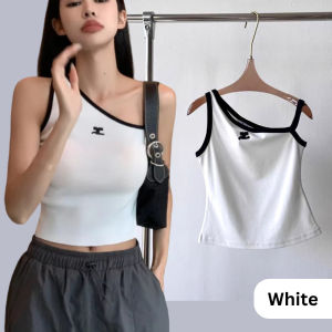Kaos Singlet Slim Fit Sporty Chest Pad Crop Tank Top Wanita Urban Korea Teens Fashion JKS12