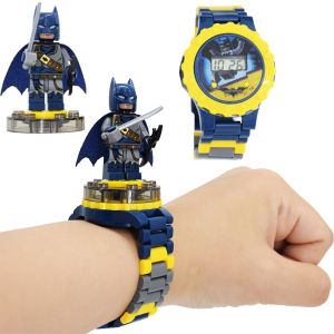 LYGJZC นาฬิกาของเด็ก childrens watch นาฬิกา ผู้ชายนาฬิกาข้อมือลายการ์ตูนสำหรับเด็กนาฬิกาลายแบทแมน Frozen สำหรับเด็กใส่สบายสำหรับเด็กใส่กลางแจ้งนาฬิกาดิจิทัลของเล่นบล็อกตัวต่อนาฬิกา