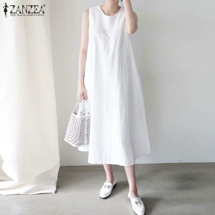 Clearance Saleesolo Zanzea Korean Style Women Bohemian Tank Sundress Dress Cotton Plain 9712