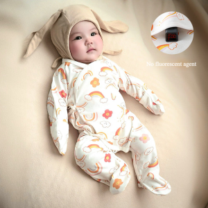 onesie เท้าห่อมือป้องกันรอยขีดข่วนใบหน้าผีเสื้อเสื้อผ้าเด็ก onesie ผ้าฝ้ายแท้ Class A ยามมือป้องกันเท้าแขนยาว ชุดรอมเปอร์