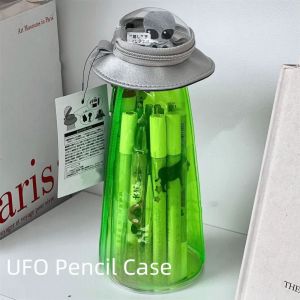 SDFBN ที่วางปากกาแนวตั้ง กระเป๋าเครื่องเขียน PVC ญี่ปุ่น กระเป๋าตุ๊กตา จอแสดงผลโปร่งใส กระเป๋าดินสอ Ufo แบบพกพา ความสวยงาม กล่องดินสอ UFO ที่ใส่เครื่องเขียน