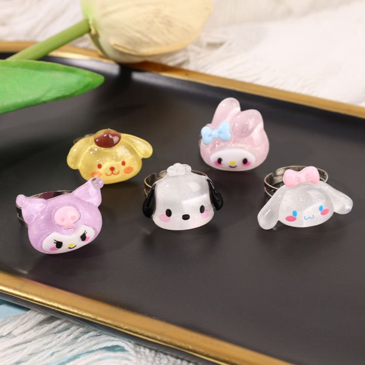 Sanrio Cute Cartoon Ring Y2K Hello Kitty Cinnamoroll Kuromi