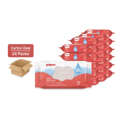 Pigeon Aqua Baby Wipes 70 Sheets 100% Pure Water (24 Packs)